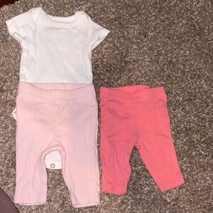 Kids' White and Pink Bodysuit Set